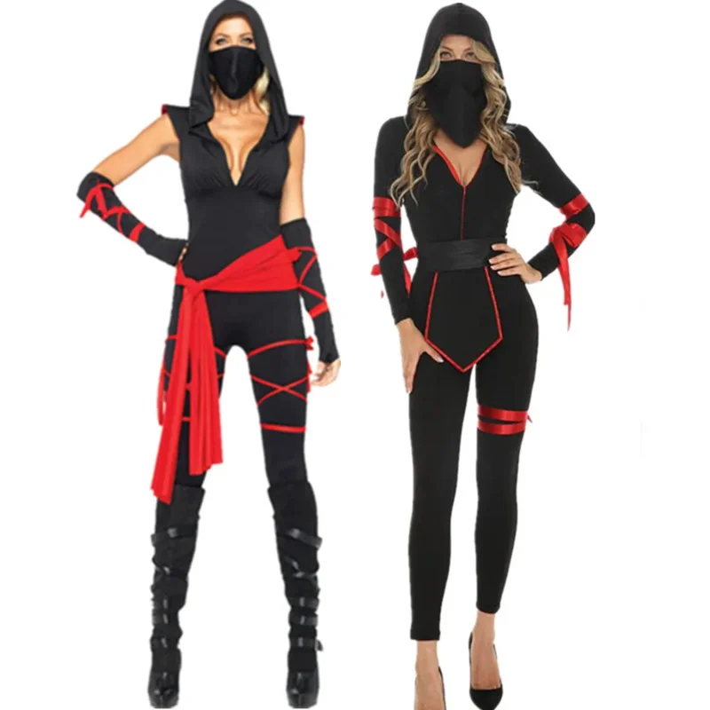 Ninja cosplay anime Halloween costume for women sexy suit Ninja jumpsuits hooded gauge party fancy dress bs1293