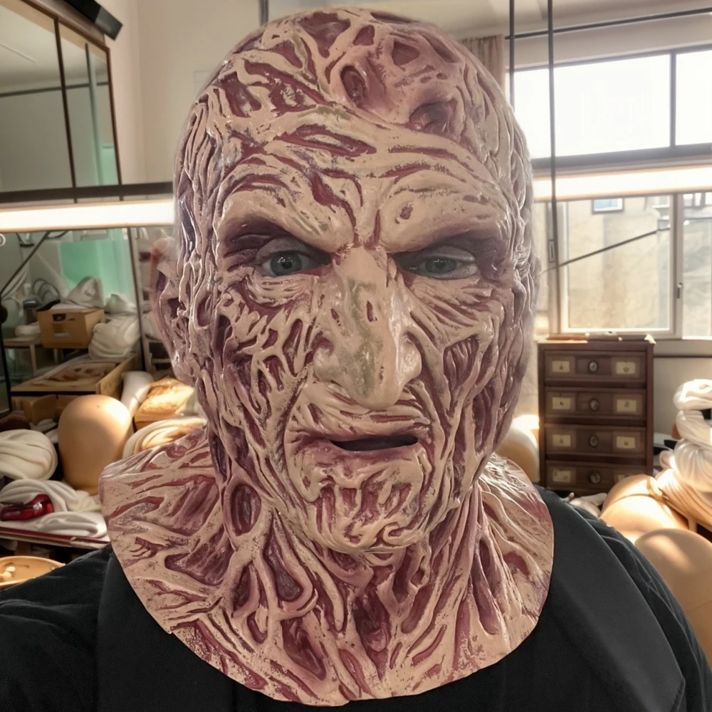 

1PC Freddy Krueger Full Face Cosplay Mask Horror Latex Headgear for Halloween Nightmare on Elm Street Party Costume Accessory