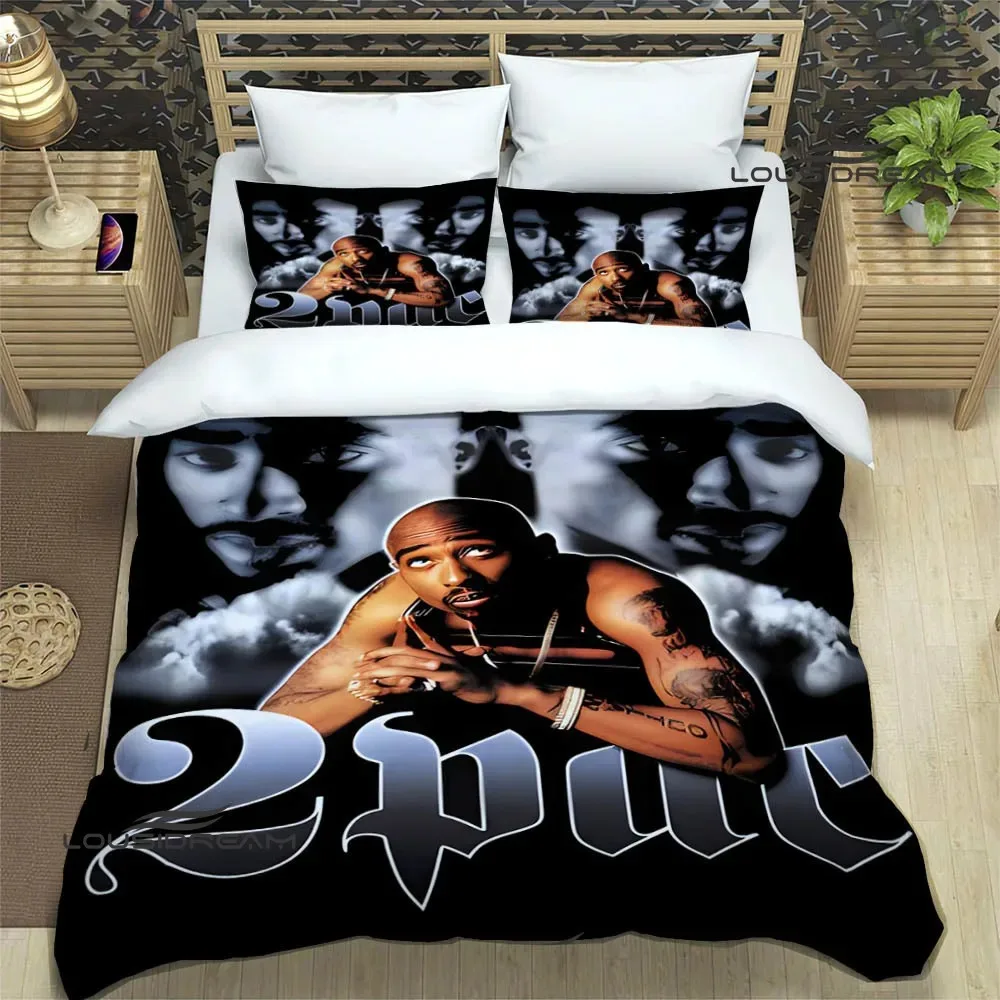 2PAC, juegos de cama de moda para cantante de hip-hop, juego de suministros de cama exquisitos, funda nórdica, edredón, juego de cama, regalo de cumpleaños de lujo