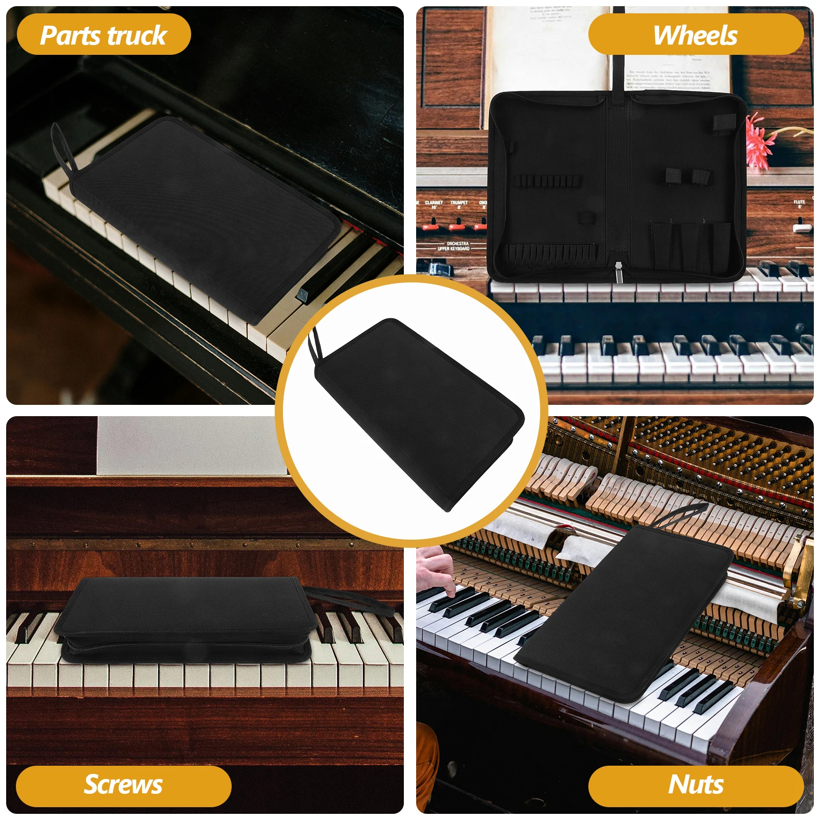 

Portable Piano Tuning Tool Organizer Bag Durable Oxford Cloth for Accessories Bag for Tuning Tools Piano Accessories