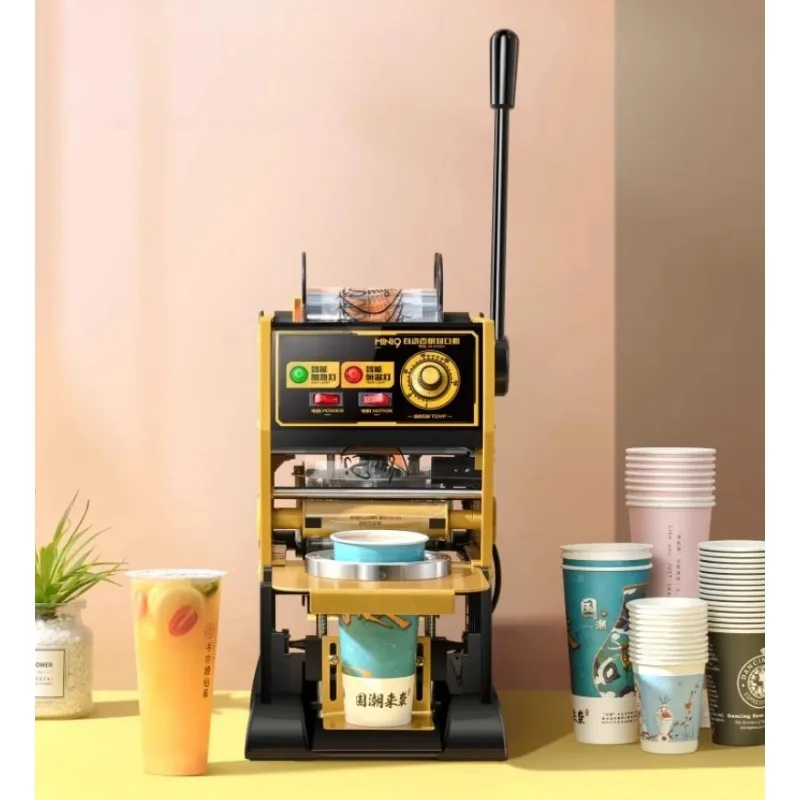 220V Manual Paper/Plastic Sealing Cup Sealer Automatic Film Rolling Cup Sealing Machine Commercial Coffee/Juice/Milk Tea Shop