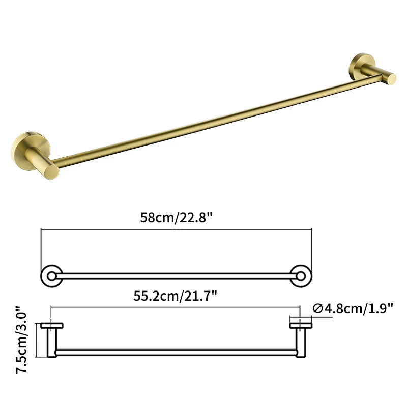 Single Towel Rack Bathroom Accessories Wall Mount Shower Hanger Matte Black Nickel Rose Gold Chromr Brushed Gold