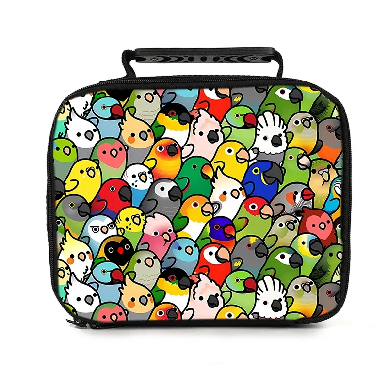 Vogel-Motiv Handliche Lunchbox für Jungen und Mädchen Beste Geschenke 2D Cartoon Brotdose Schultasche für Kinder Thermisch Isolierte Picknicktasche