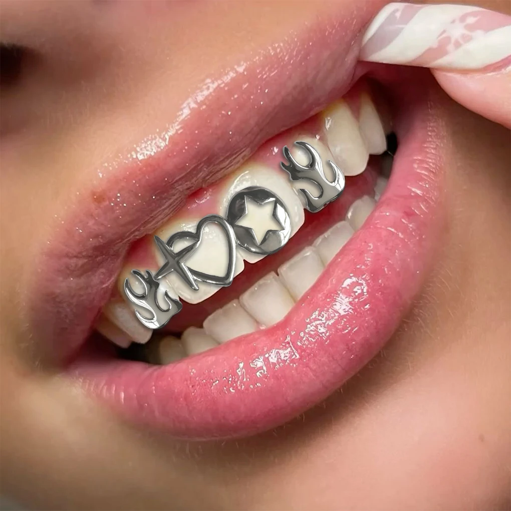 

Аксессуары для зубов в стиле хип-хоп, украшение для зубов с двойным пламенем/планетом, подходит для мужчин и женщин, подарки для праздничной вечеринки