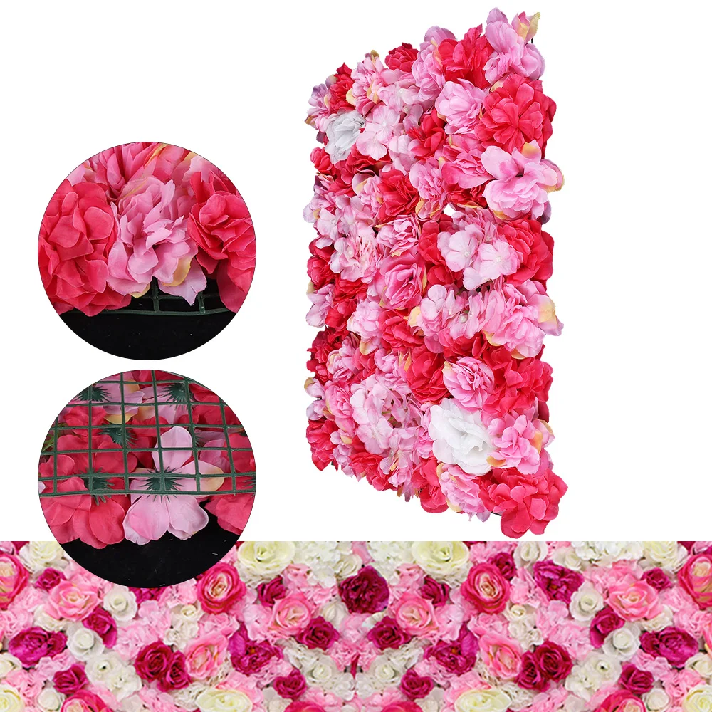 12 Pieces Artificial Flower Wall Flowers Wall Panel Silk Rose Mat for Home Party Wedding Backdrop