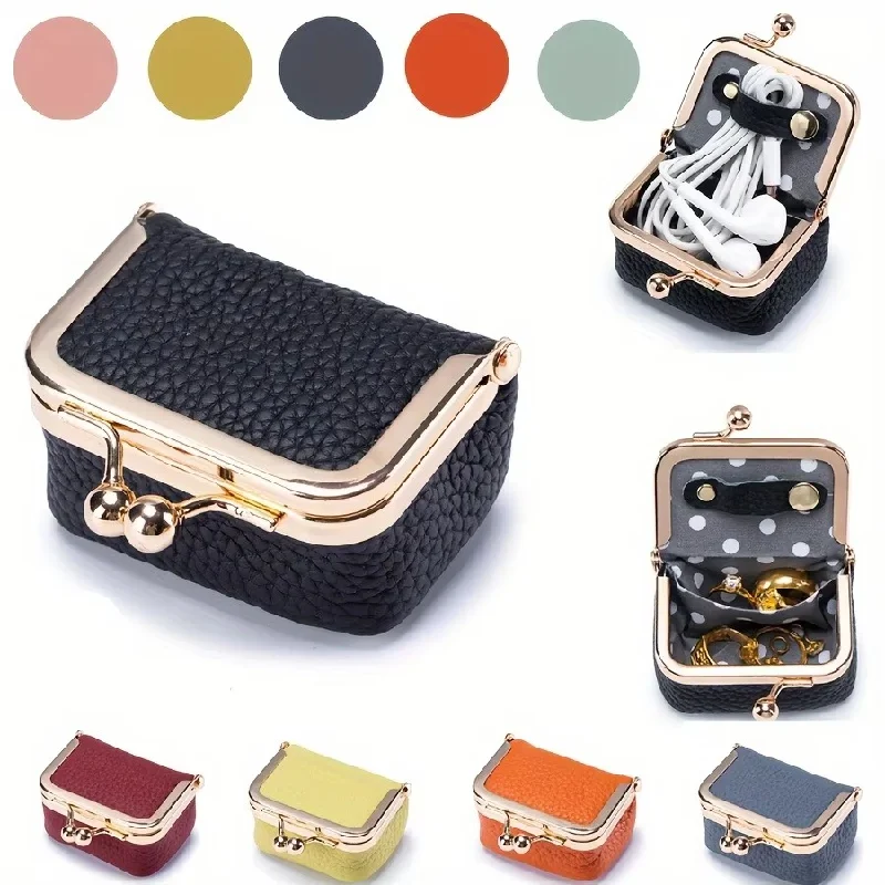 2026 New Women's Solid Color Imitation PU Leather Jewelry Box Ring Necklace Earring Storage Mini Coin Wallet