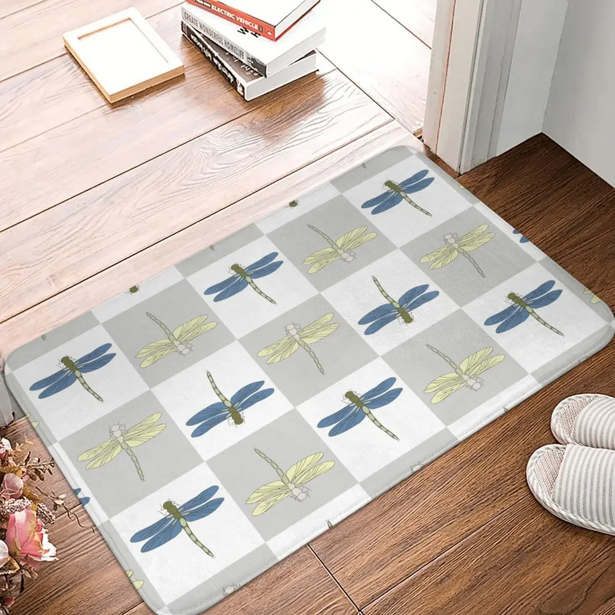 Non-slip Doormat Dragonfly Grid Carpet Living Room Kitchen Mat Welcome Indoor Modern