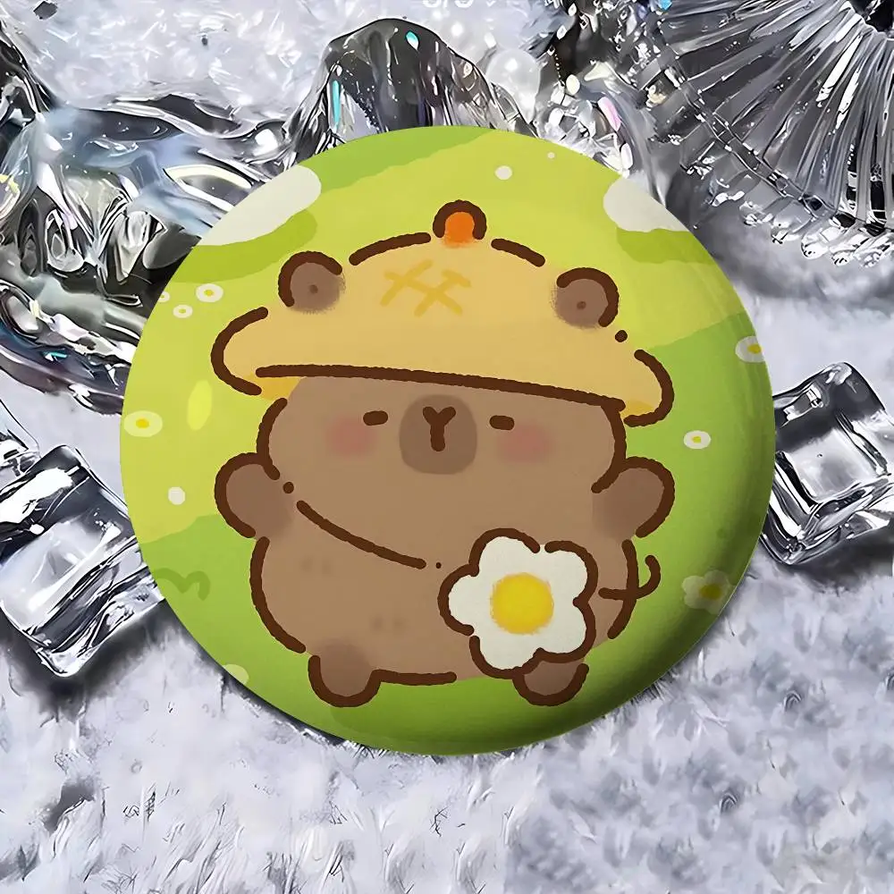 Cute Cartoon Capybara Exquisite Tinplate Brooches Sleek Badge Lapel Pins For Bag Accessories Practical Souvenir Gifts
