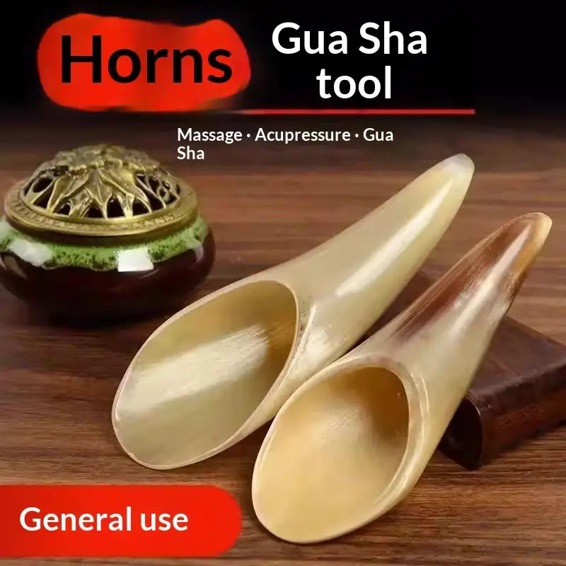 1Pc Natural Buffalo Horn Gua Sha Board No Stress Scraping Massage Tool for SPA Acupuncture Therapy