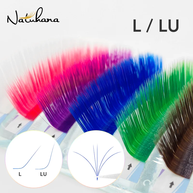 NATUHANA-pestañas postizas de colores L/LU(M), extensiones de pestañas postizas de visón, 9-15 colores mezclados, maquillaje en forma de L