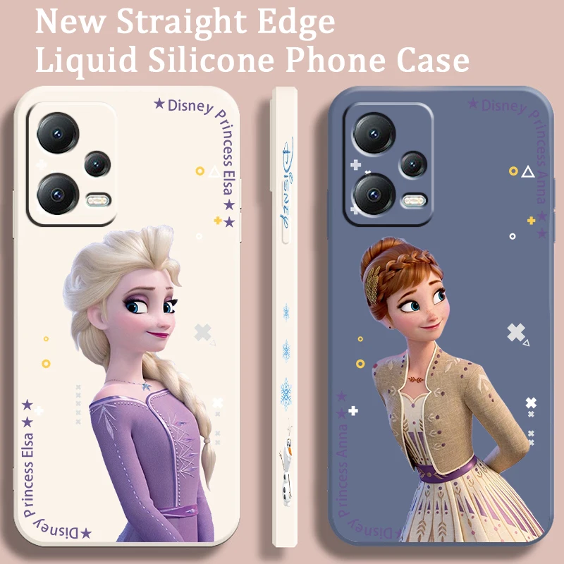 Disney Frozen Princess Elsa Liquid Left Rope For Xiaomi Redmi Note 13 12 12S 12R 11 11T 11S 10 10S Pro Plus 5G Funda Phone Case