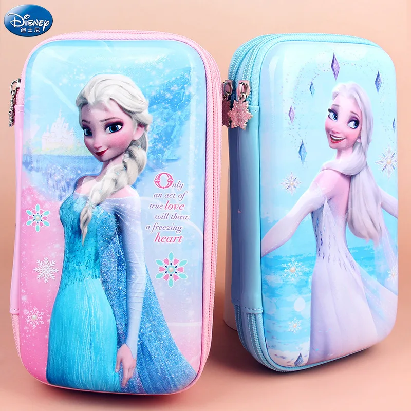 Imagem -02 - Disney Estojo Frozen Papelaria Caixa Desenho Animado Grande Capacidade Multifuncional Dupla Camada Lápis Case Material Escolar Presente