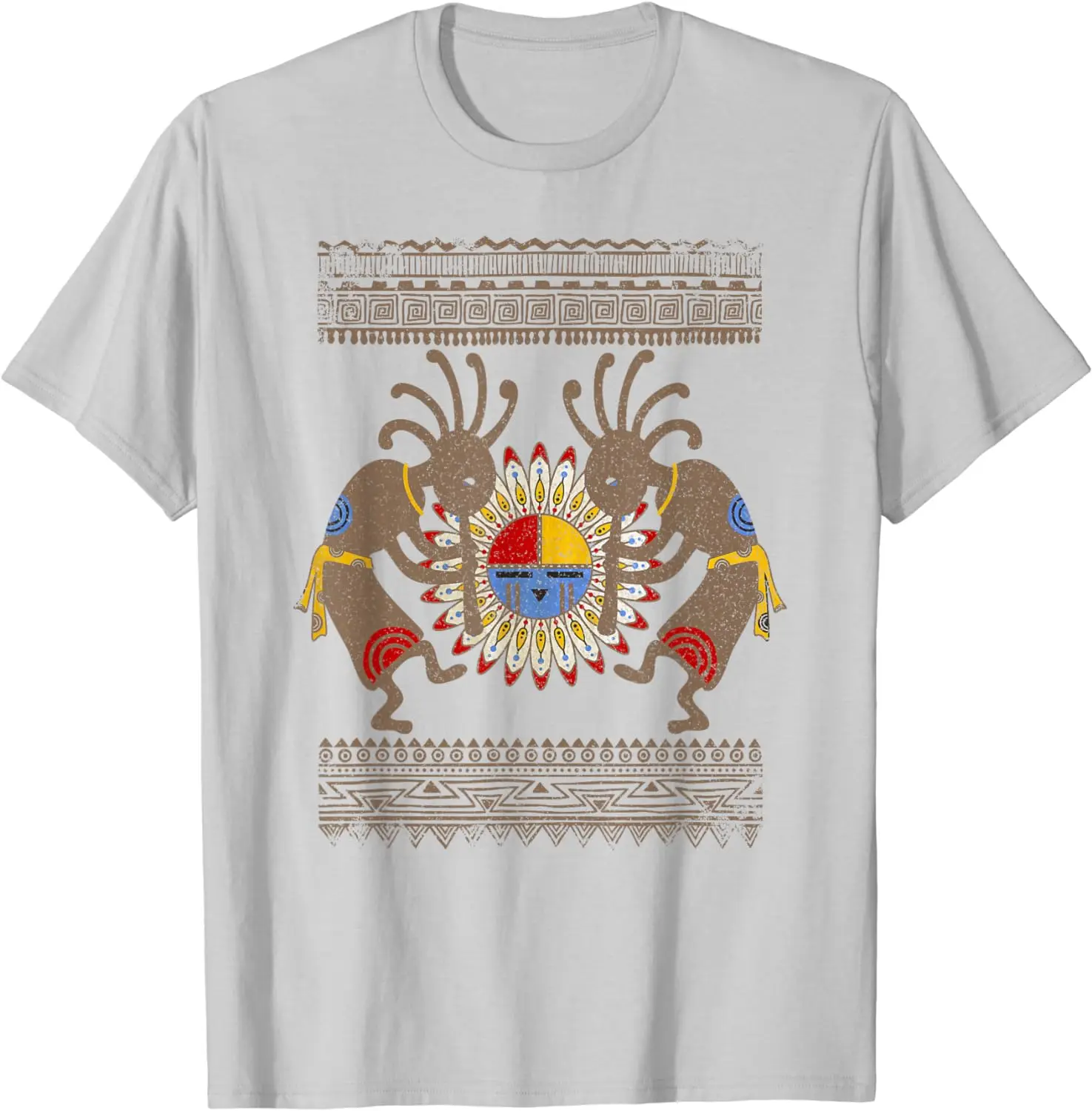 Vintage Native Tribe Kachina Kokopelli Musicians T-Shirt 100% Cotton O-Neck Summer Short Sleeve Casual Mens T-shirt Size S-3XL