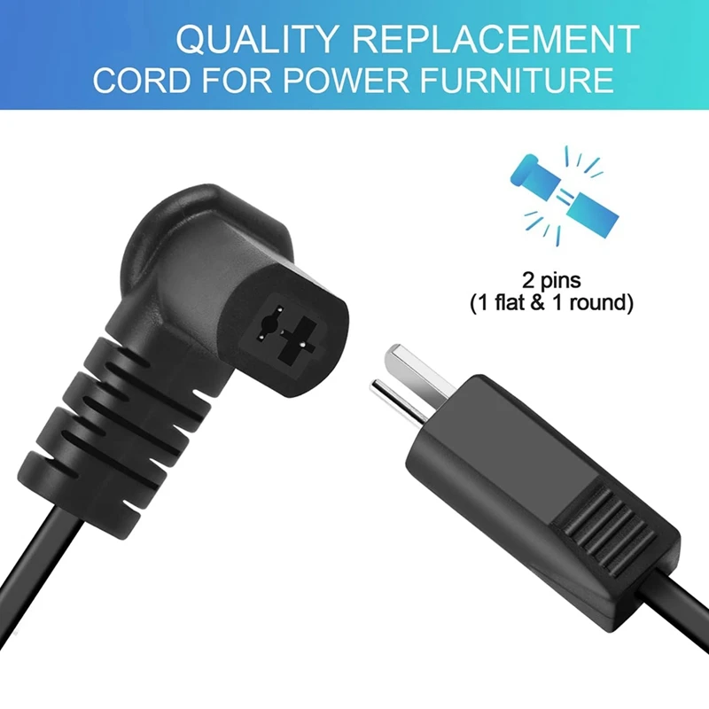 DT23 2X Universal Extension Power Cord for Recliner 6.6Ft, 2 Pin Lift Chair Replacement Cable for Okin Pride Limoss