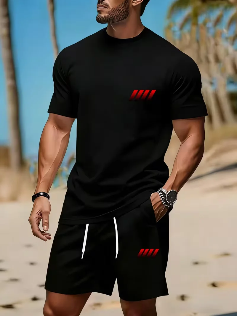 New Street Trendy Men's Summer Breathable Sportswear Short Sleeve Shorts Lightweight Quick Drying Comfortable Fashionable Sports