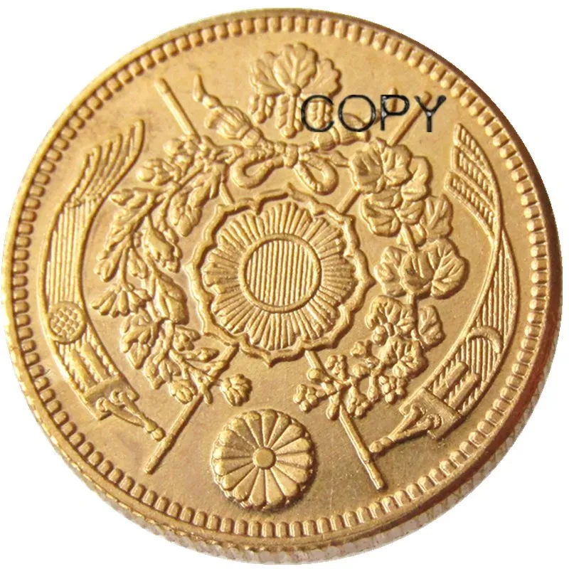 JP(05)Japan Asia Meiji 13 Year 2 Yen Gold Plated Coin Copy