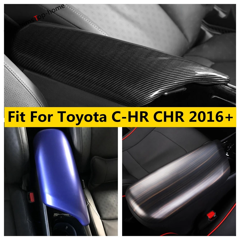 

Center Console Seat Armrest Box Decor Cover Trim Accessories Carbon Fiber / Wood Grain Interior For Toyota C-HR CHR 2016 - 2022