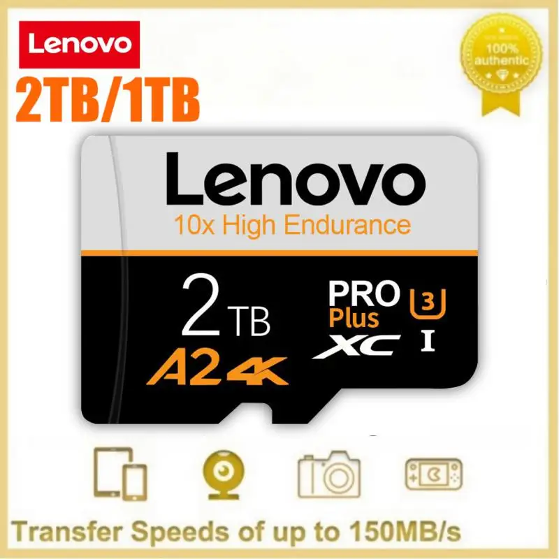 Kartu memori mikro TF/SD Lenovo, kartu memori mikro TF/SD 2TB 1TB V30 U3 128GB 512GB kartu SD/TF kelas 10 untuk ponsel Drone Ps4 Ps5