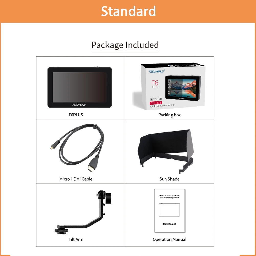 FEELWORLD F6 Plus V2 6 Inch On-Camera Dslr Field Monitor Touch Screen Monitor Met Hdr 3D Lut Ips Fhd 1920X1080 Video Focus Assis