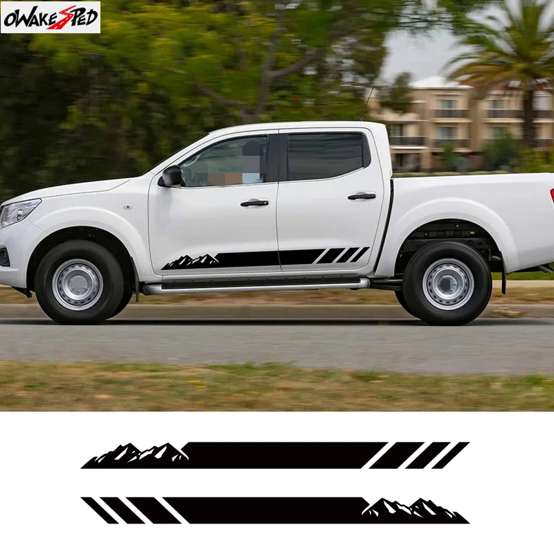 

2 шт. виниловые автомобильные наклейки, пленка для Nissan Navara NP300 OFF ROAD, горный Стайлинг, боковая юбка, полосы, аксессуары для тюнинга