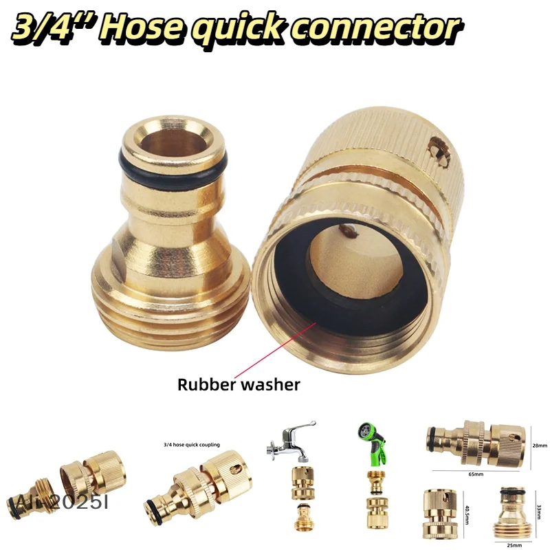 

3/4" NPT Brass Quick Connect Hose Coupling Quick Connect Swivel Joint for Garden Hose Irrigation Watering Car Washing