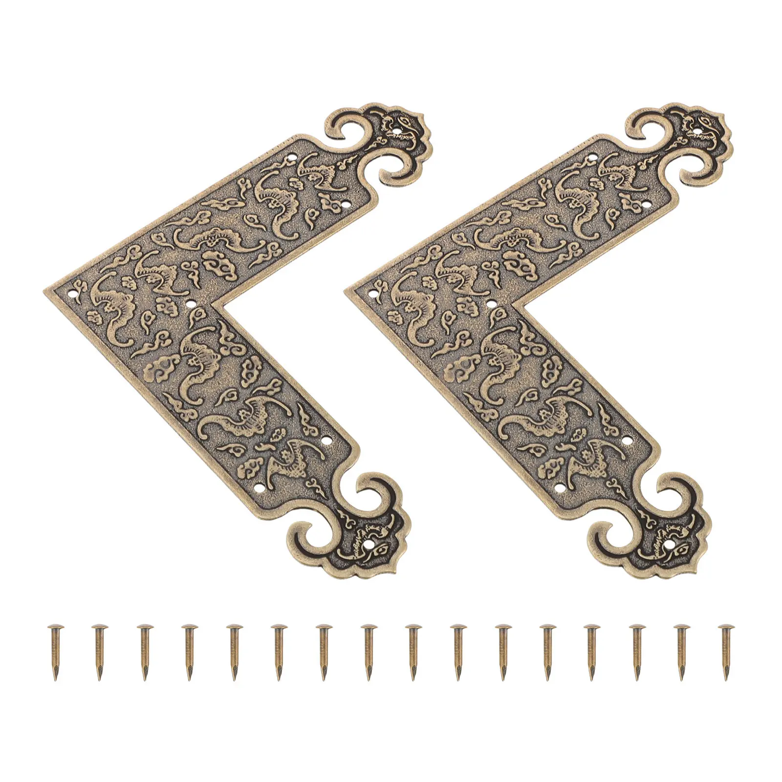 2Pcs Brass Decorative L Corner Protectors Retro Furniture Corner Guards for Cabinets Tables Jewelry Boxes Brass Cornet Brace