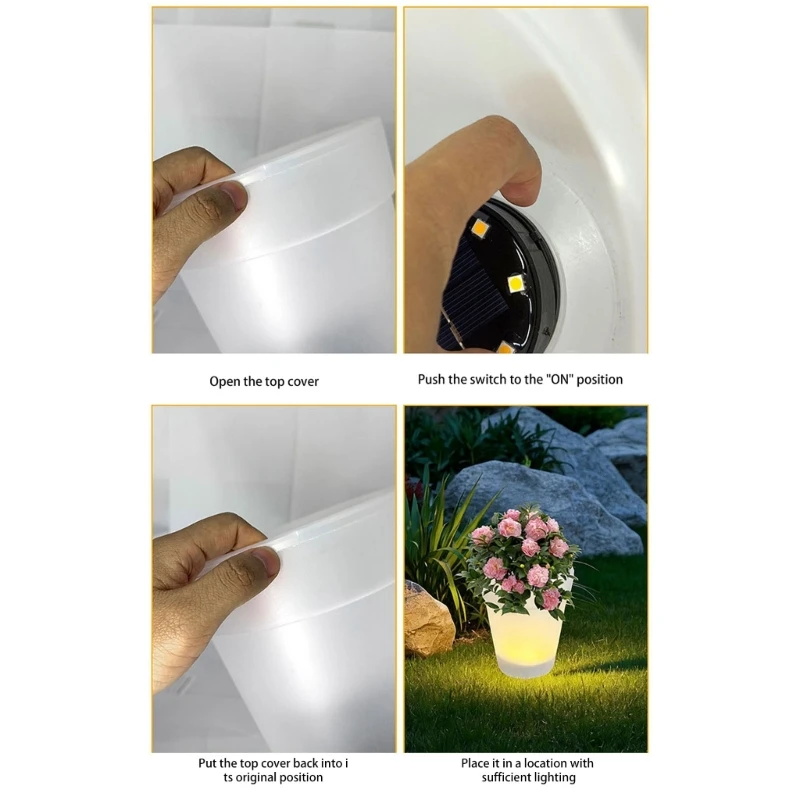 AXYC Stylish Solar Container Flowerpot Lamp With Light Detection Suitable For Beautiful Garden And Entries And Decks Lighting