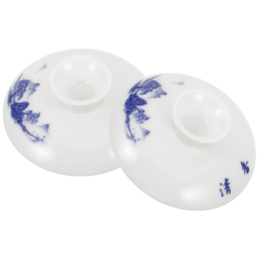 

2Pcs Tea Cup Ceramic Lid Replacement Household Teapot Cover Elegant Design for Home Party Camping Easy to Clean Fine Texture