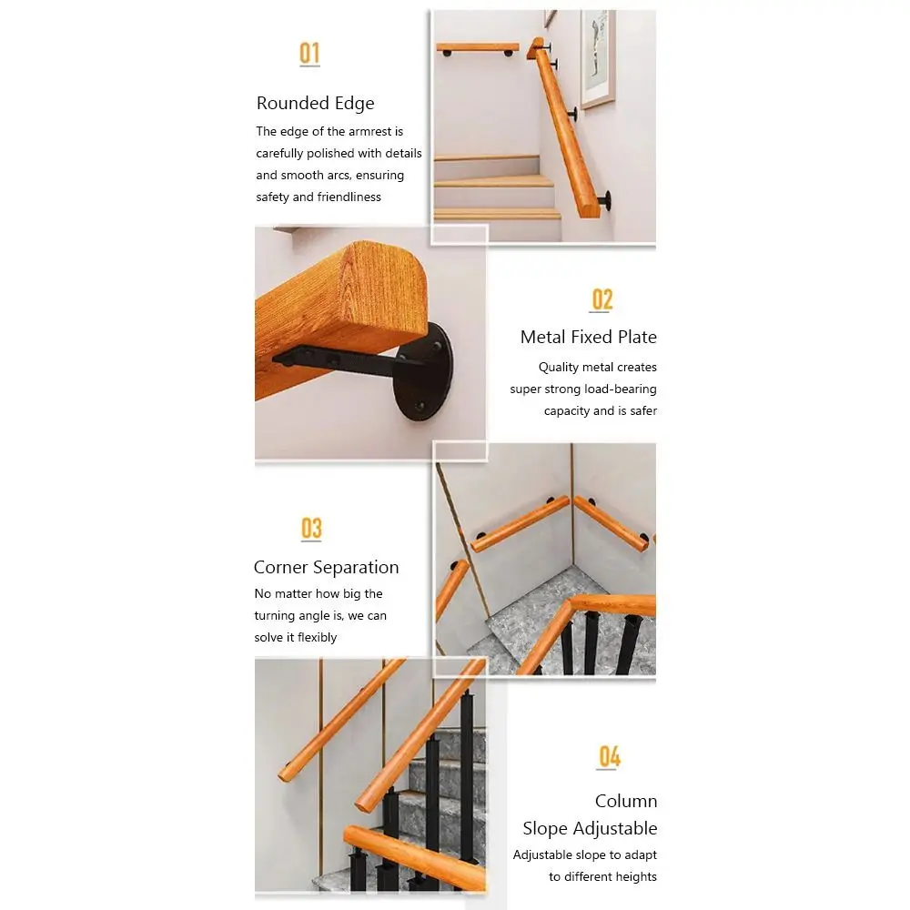 1Pcs 85x4cm Stair Handrail Guardrail Simple Modern Style Wrought Iron Stair Column Anti Slip Metal Baluster