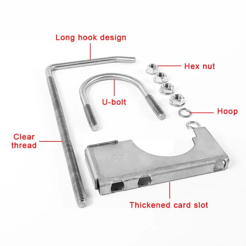 Heavy Duty U Bolt Type Exhaust Muffler Clamp Rustproof Stainless Steel for Car Truck Auto Pipe Fix Repair