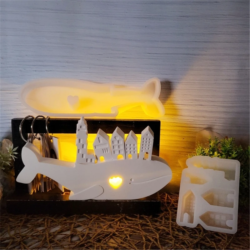 Silicone Whale And House Display Decoration Mold Perfect For Artistic Crafting