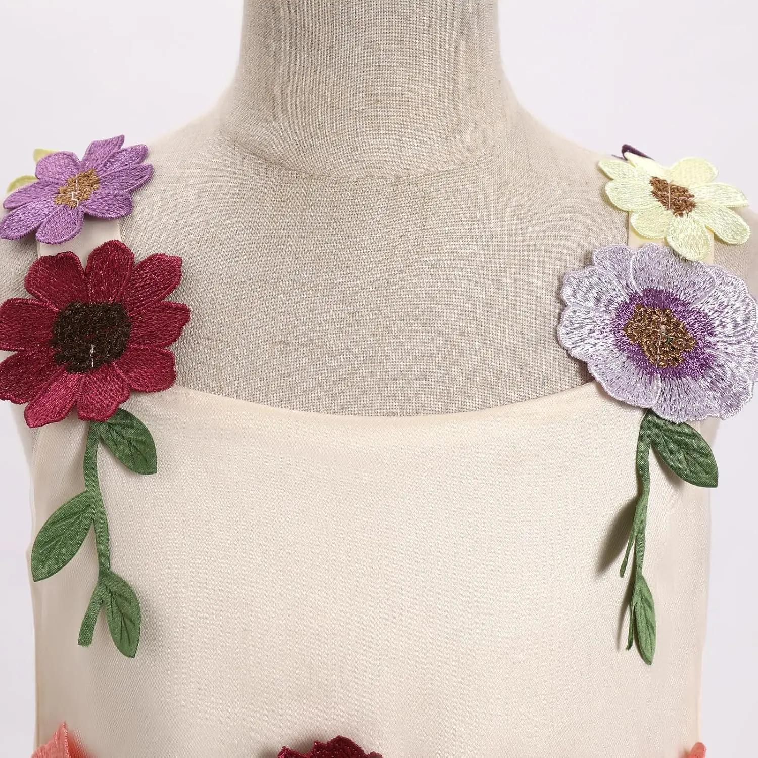 フラワーガールドレス 幼児 フォーマル ページェント 誕生日パーティー スパゲッティストラップ 3Dフラワー刺繍 チュールチュチュドレス