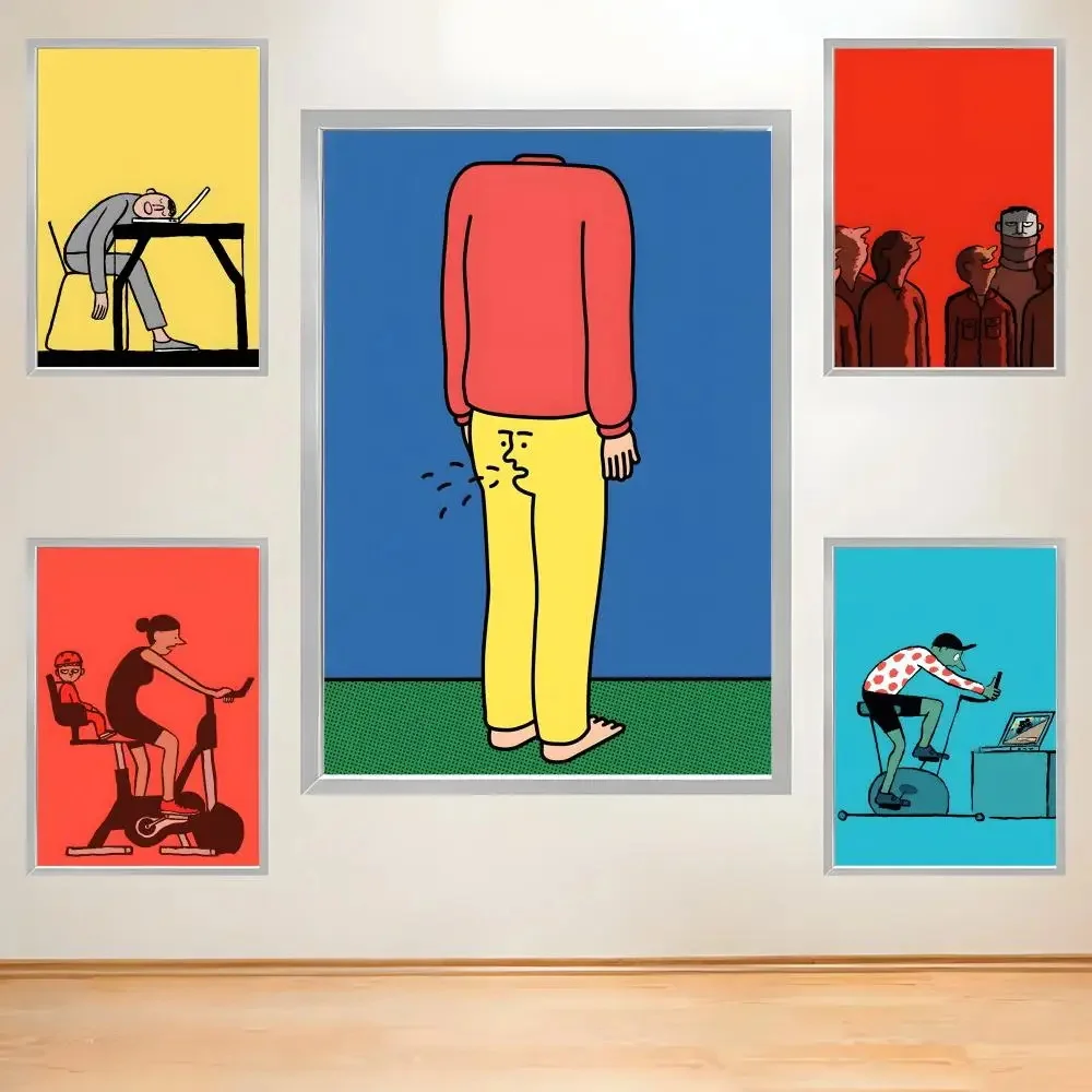 

Trendy Poster HD Waterproof Minimal Modern Illustration Wall Art, Contemporary Graphic Humor Decor Gift Canvas Painting Prints