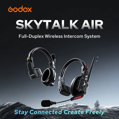 Imagen 2 del producto Sistema de Intercomunicación Inalámbrico Full-Duplex Godox SKYTALK AIR con Antena Dual ENC de Grado Profesional, Rango de Transmisión de 500m para Reuniones Grupales