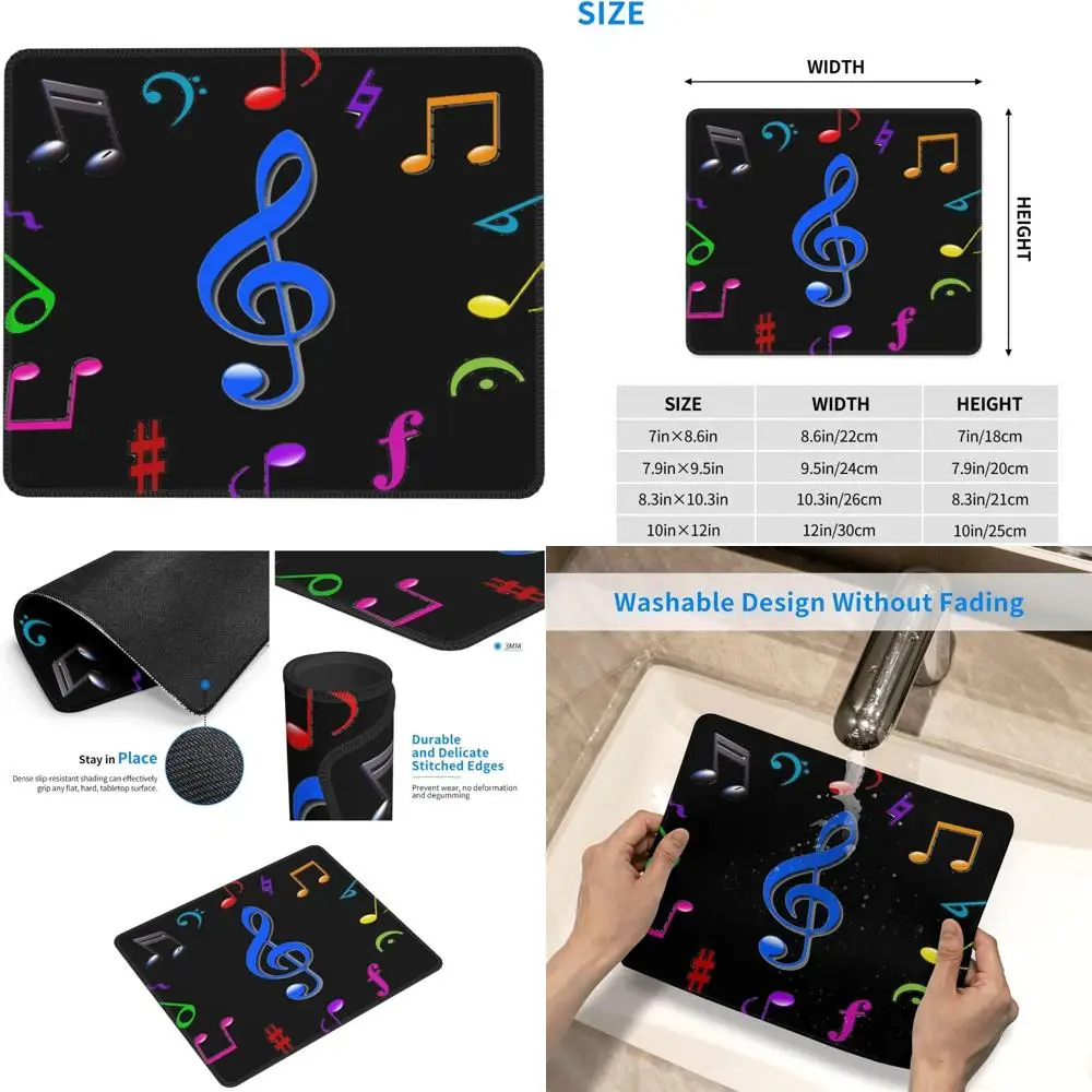 

Коврик для игровой мыши Music-Themed, 7,9 x 9,5 дюйма, с прошитыми краями и противоскользящим резиновым основанием