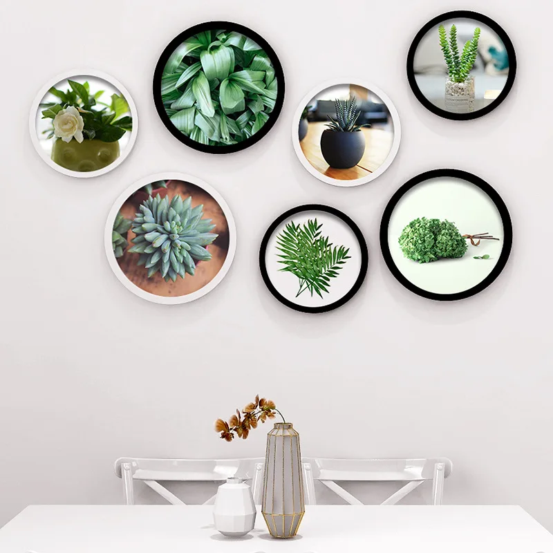 

Modern Round Wooden Picture Frame Photo Wall Hanging Decoration Simple Gallery Bedroom Room