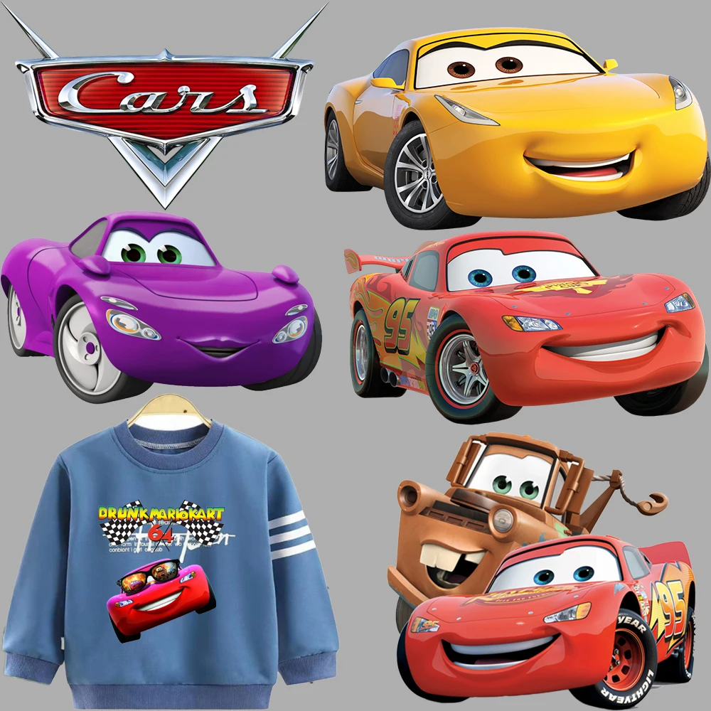 Disney Cars Iron Patch on Clothes Sticker Kids Lightning McQueen Vinyl Heat Transfer Patch Diy Clothing Thermo Stickers