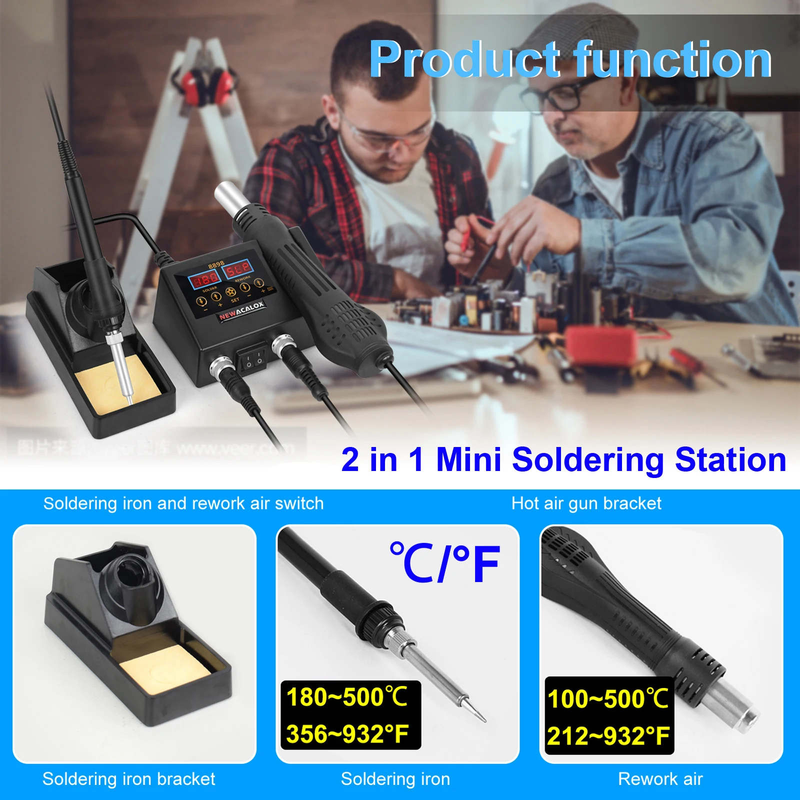 Toolour 8898สถานีเครื่องเชื่อม - Smd Rework Station Hot Air Soldering 2 In 1 บทวิจารณ์และราคา