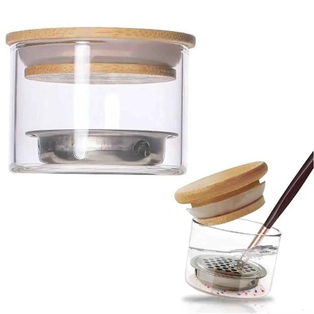 with Lid & Mesh Nail Art Brushes Washing Cup Liquid Powder Removal Cleaning Tools Acrylic Brushes Washer Glass Dappen Dish