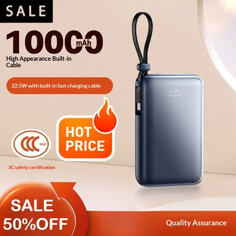

Внешний аккумулятор 10000 мАч со встроенной быстрой зарядкой, совместимый с iPhone 16, портативный внешний аккумулятор Type-C, портативный внешний аккумулятор 3C