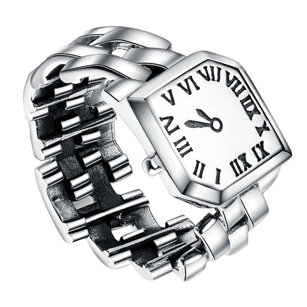 Часы с кольцом из чистого серебра S925 для женщин, модные кварцевые ювелирные часы, прочные повседневные декоративные аксессуары в форме большого пальца