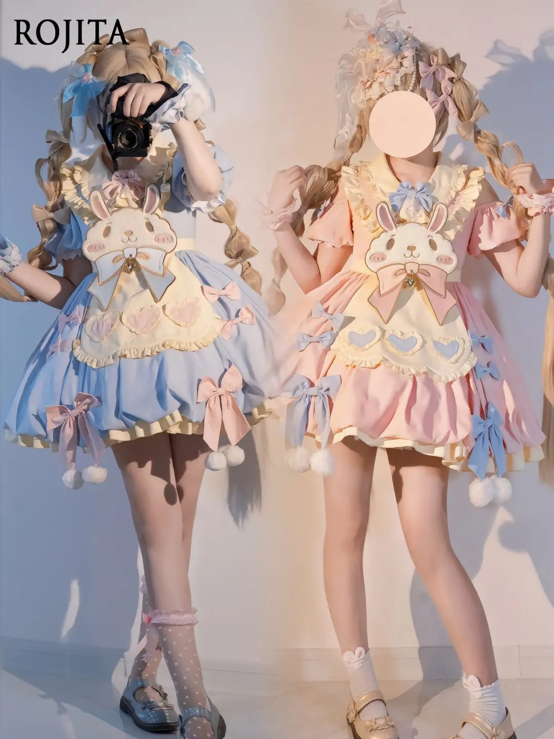 

Bow Lolita Dress Soft Girl Cute Everyday Sweet Lolita OP Dress Bubble Sleeve Cartoon Birthday Dress for Women