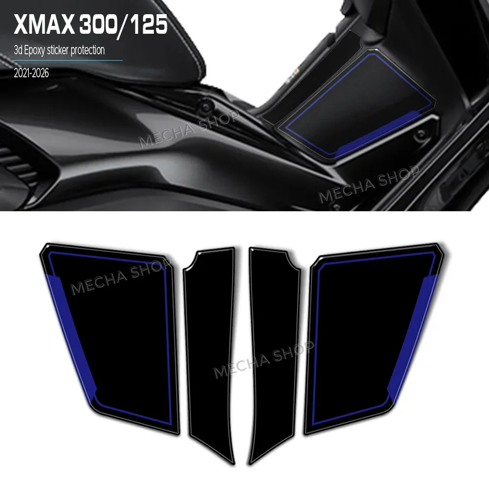For XMAX125 XMAX 300 Blue 2023-2026 Central Saddle Tunnel 3D Stickers