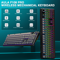 AULA F108pro Wireless Bluetooth Keyboard Macro Gaming keyboard Gasket Hot-swap Full Size Keyboard with TFT Smart Display