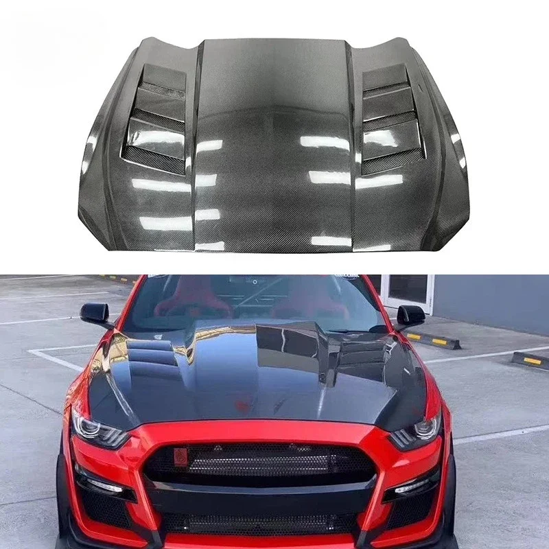Suitable For 15-17 Ford Mustang Carbon Fiber Cover AC Hood Mustang Modified Perforated Headcover Surround
