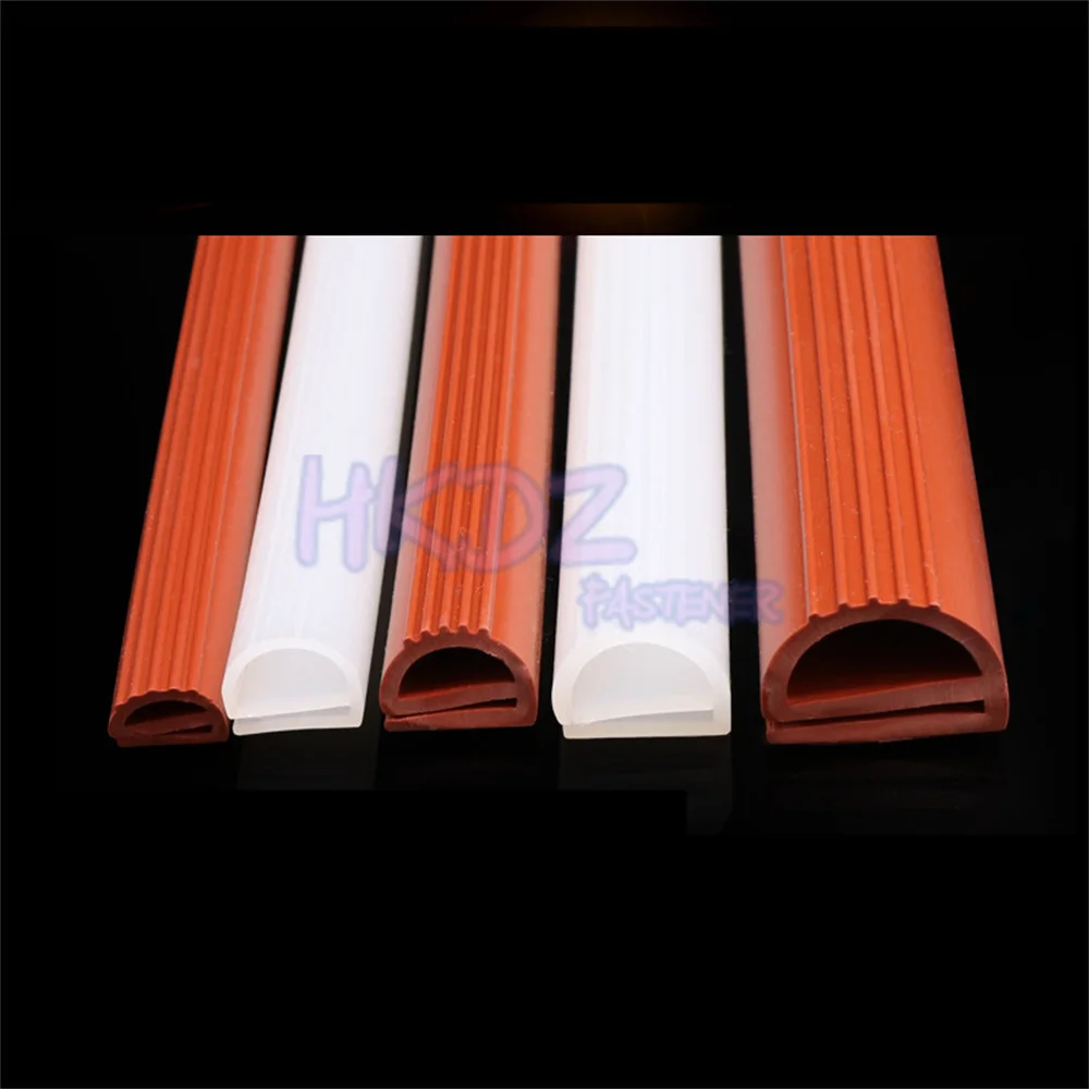 1M Rubber Sealing Strip E Strip Window Door Oven Cooker High Temperature Strips Sealing Strip White Red Silicone E shaped Strip