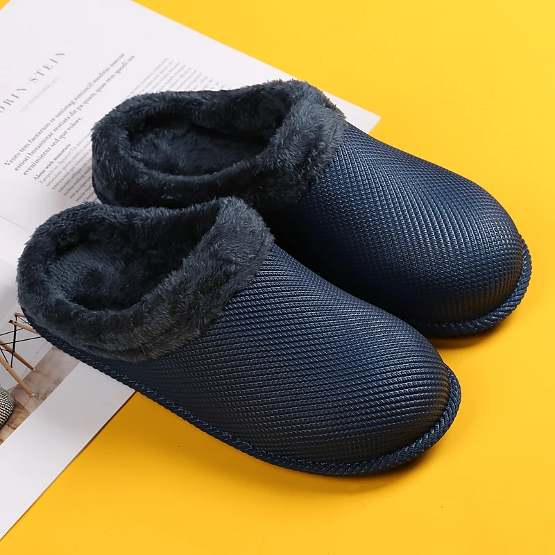 Winter Female Large Size Warm Fluffy Soft Slides Women Fur Flat Indoor Waterproof Home Furry Home Cotton Shoes Mens Slippers Red