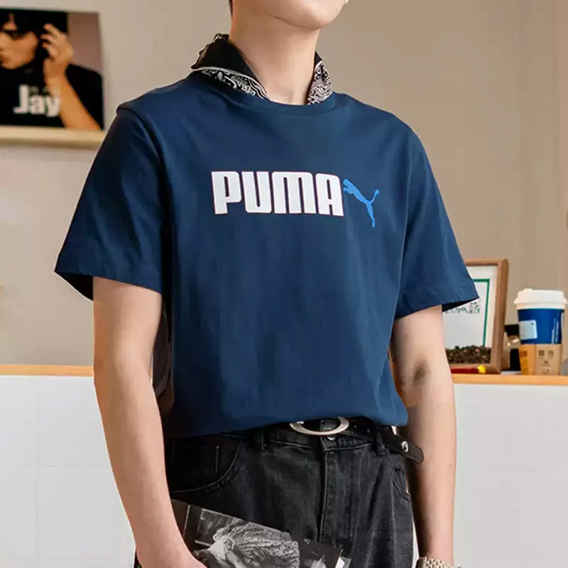 Sitio web oficial de PUMA - Ropa deportiva de verano de nuevo estilo para hombre de manga corta - Camiseta azul holgada y transpirable 691341-14