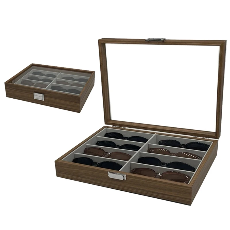 1 Piece Walnut Wood Sunglasses Storage Display Box Eyeglass Organizer Collector Jewelry