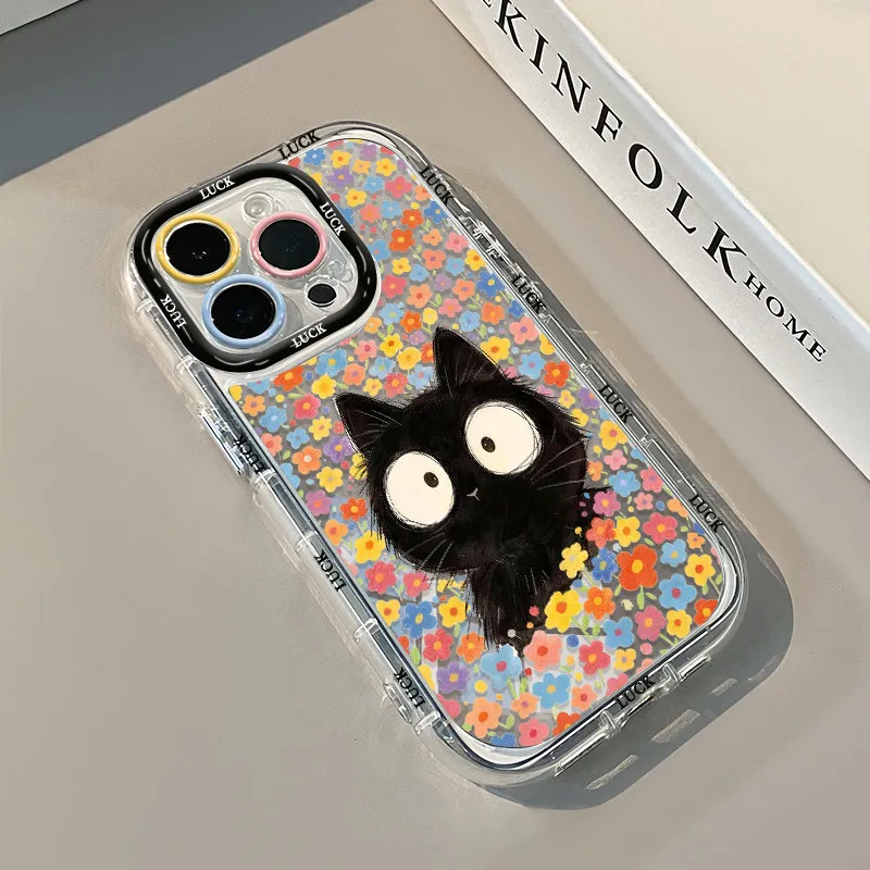 Cute Kitten Lovely Cat Air Cushion Mirror Phone Case For iPhone 17 15 14 16 Pro Max 13 12 11 Pro 7 8 Plus XR XS 17Air Art Cover view 4